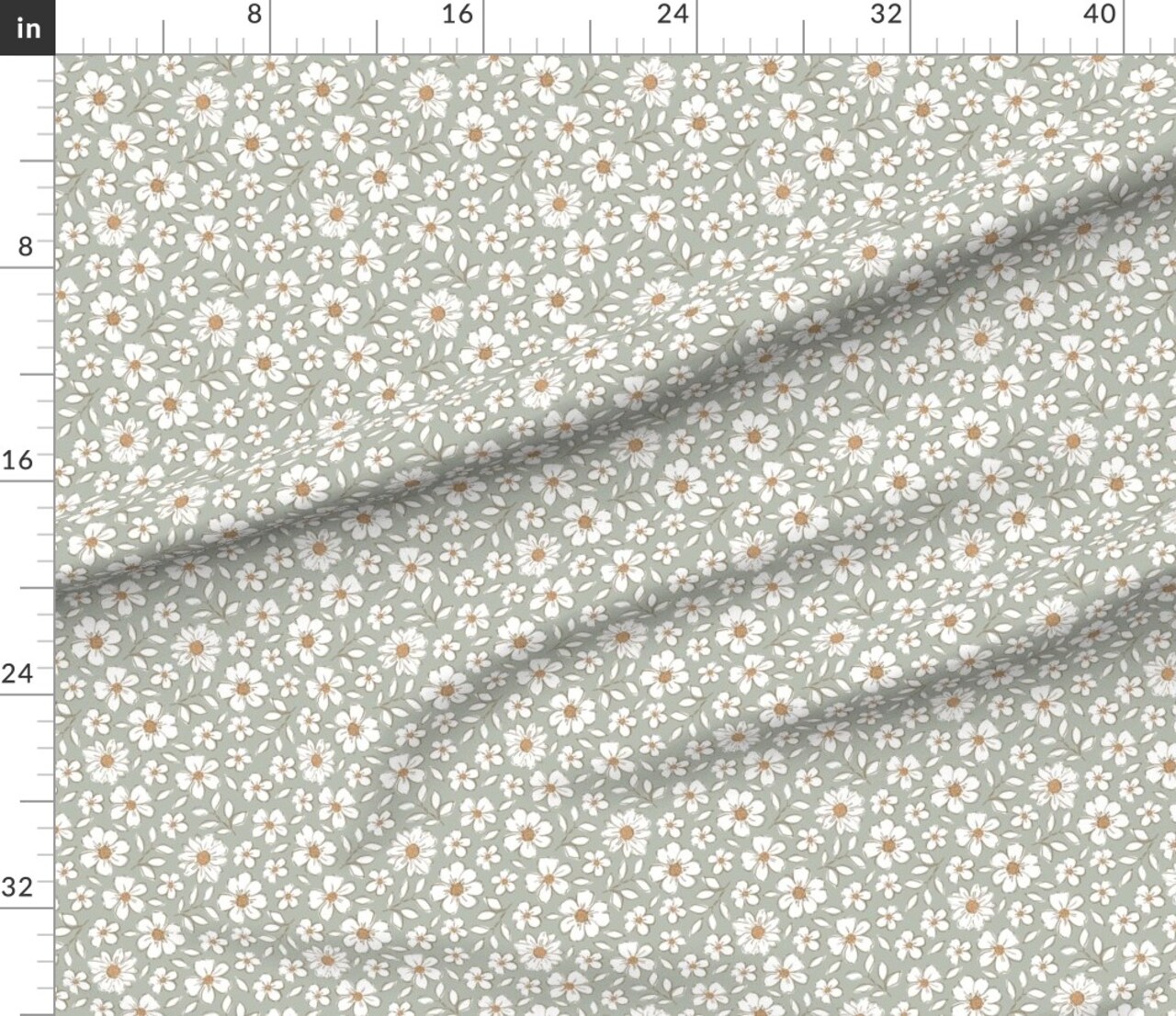 Woodland Flowers Sage Green Bohemian Botanical Neutral Cottagecore Custom Printed Fabric by Spoonflower Various Fabrics by the Yard or Fat Quarter